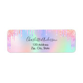 ホログラフィックなピンクとパープルのドリップが返送先住所ラベルに ラベル (正面)