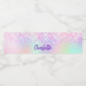 ホログラフィックなピンクとパープルの名前 ペットボトルラベル (シングルラベル)