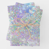 ホログラフィックな虹色のマーメイドグリッターがきらきらと輝く ラッピングペーパーシート (インサイチュ)