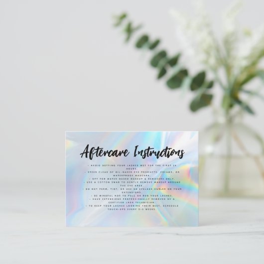 ホログラフィックまつげエクステンションアフターケア 名刺 (スタンド正面)