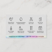 ホログラフィックまつげ拡張ラッシュアフターケアカード 名刺 (裏面)