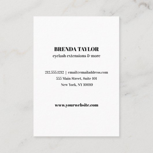 ホログラフィックまつ毛の延長クライアントの相談 名刺 (裏面)