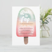 ホログラフィックアイスクリームグラディエントポップ・アートのベビーシャワー 招待状 (スタンド正面)
