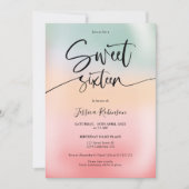 ホログラフィックアイスグラデーションクリームピンクガーリースイーツ16 招待状 (正面)