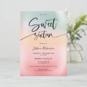 ホログラフィックアイスグラデーションクリームピンクガーリースイーツ16 招待状 (スタンド正面)