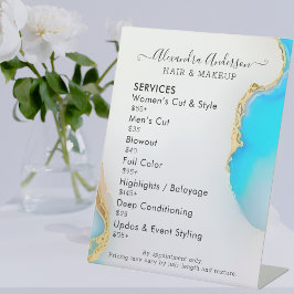 ホログラフィックアクアマーブル金ゴールドサロン価格表 台座サイン