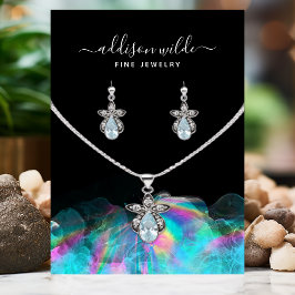 ホログラフィックアルコールインクネックレスイヤリングディスプレイ 名刺