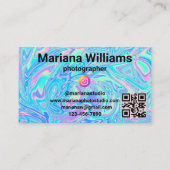 ホログラフィックインスタグラム8写真コラージュqrコード 名刺 (裏面)