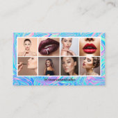 ホログラフィックインスタグラム8写真コラージュqrコード 名刺 (正面)