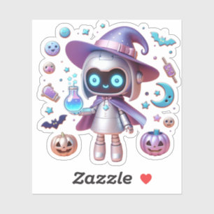 ホログラフィックウィッチロボットビニールかわいいハロウィーン技術 シール