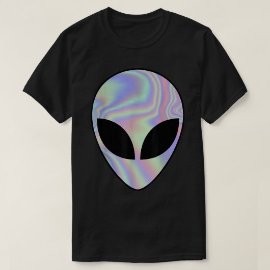 ホログラフィックエイリアンの顔の美学 Tシャツ (デザイン正面)