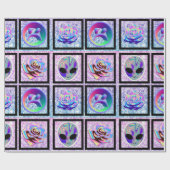 ホログラフィックエイリアンエイリアン&UFOsラッピング紙 ラッピングペーパー (フラット)