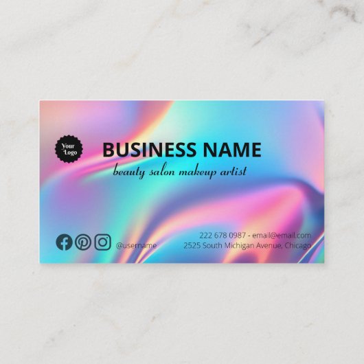 ホログラフィックエステティシャンエレガントスクリプトカリグラフ ロイヤリティカード (裏面)