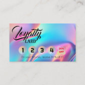 ホログラフィックエステティシャンエレガントスクリプトカリグラフ ロイヤリティカード (正面)