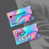 ホログラフィックエステティシャンエレガントスクリプトカリグラフ ロイヤリティカード