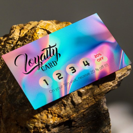 ホログラフィックエステティシャンエレガントスクリプトカリグラフ ロイヤリティカード
