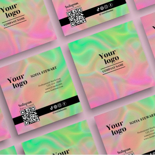 ホログラフィックエステティシャンモダンインはっきりしたスタグラム スクエア名刺