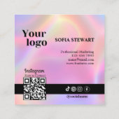 ホログラフィックエステティシャンInstagram Qrコード スクエア名刺 (裏面)