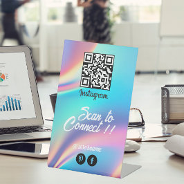 ホログラフィックエステティシャンQrコードインスタグラム 台座サイン