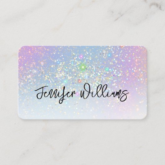 ホログラフィックエレガントグリッターキラキラ美しいガラス 名刺 (正面)