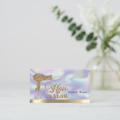 ホログラフィックエレガント金ゴールドグリッターヘアドライヤー 名刺 (スタンド正面)