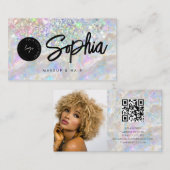 ホログラフィックオパールグリッターQRコードロゴシャイニー美しい 名刺 (正面/裏面)