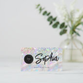 ホログラフィックオパールグリッターQRコードロゴシャイニー美しい 名刺 (スタンド正面)