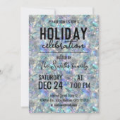 ホログラフィックオパールストーン背景ホリデーパーティ 招待状 (正面)