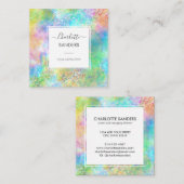 ホログラフィックオパール宝石金ゴールドグリッター スクエア名刺 (正面/裏面)