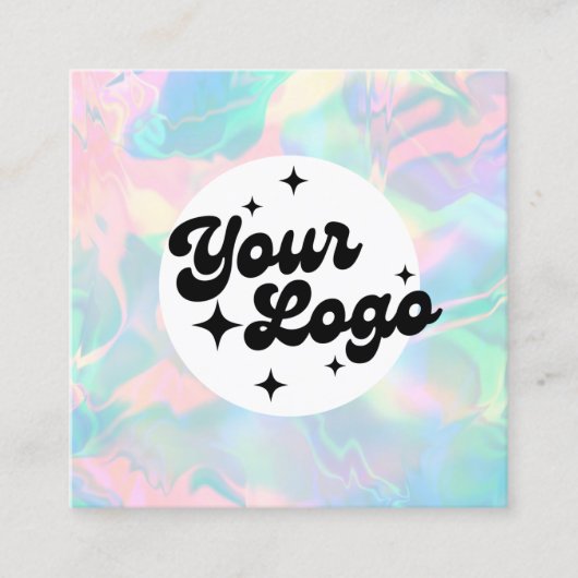 ホログラフィックオパール石のロゴ スクエア名刺 (正面)