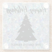 ホログラフィックオパール石の背景ハッピーホリデー ガラスコースター (裏面)