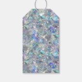 ホログラフィックオパール石の背景ハッピーホリデー ギフトタグ (裏面)
