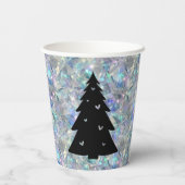 ホログラフィックオパール石の背景メリークリスマス 紙コップ (裏面)