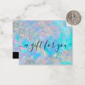 ホログラフィックオパール石グリッターギフト証書 ノートカード (正面/裏面インサイチュ)