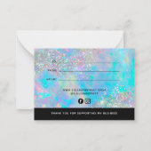 ホログラフィックオパール石グリッターギフト証書 ノートカード (裏面)