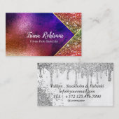 ホログラフィックオパール石グリッター名刺 名刺 (正面/裏面)