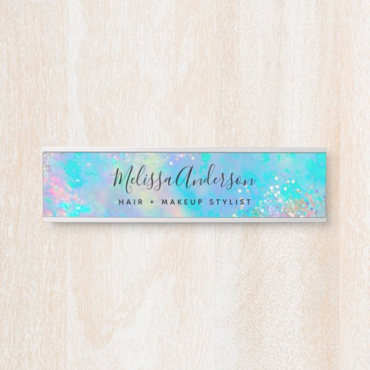 ホログラフィックオパール石グリッター書 サインプレート (正面)