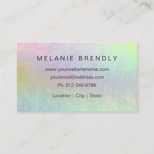 ホログラフィックオパール石ミニマリストの名刺 名刺 (裏面)