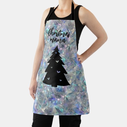 ホログラフィックオパール石背景クリスマスママ エプロン (インサイチュ)