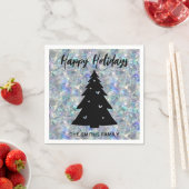 ホログラフィックオパール石背景クリスマスママ スタンダードカクテルナプキン (インサイチュ)