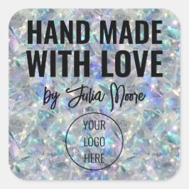 ホログラフィックオパール石背景 スクエアシール