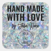 ホログラフィックオパール石背景 スクエアシール (正面)