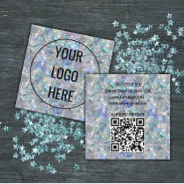 ホログラフィックオパール石背景 スクエア名刺