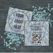 ホログラフィックオパール石背景 スクエア名刺