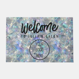 ホログラフィックオパール石背景 ドアマット