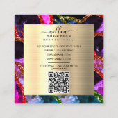 ホログラフィックオパール紫色の歯のゲートQRコード スクエア名刺 (裏面)