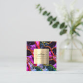 ホログラフィックオパール紫色の歯のゲートQRコード スクエア名刺 (スタンド正面)