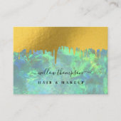 ホログラフィックオパール&金ゴールドメイクアップアーティスト美しいサロン 名刺 (正面)