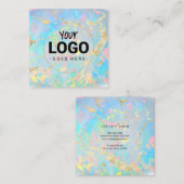 ホログラフィックオフェイクプストーンのテクスチャのロゴ スクエア名刺 (正面/裏面)