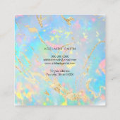 ホログラフィックオフェイクプストーンのテクスチャのロゴ スクエア名刺 (裏面)